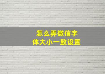 怎么弄微信字体大小一致设置