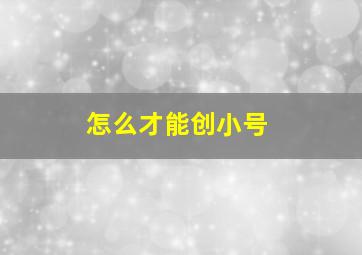 怎么才能创小号