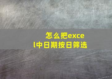 怎么把excel中日期按日筛选