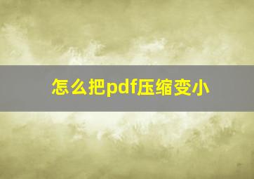 怎么把pdf压缩变小