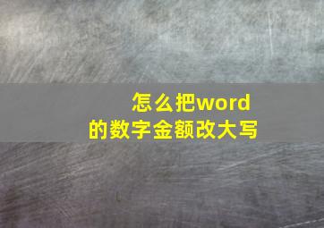 怎么把word的数字金额改大写