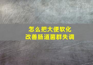 怎么把大便软化改善肠道菌群失调