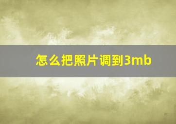 怎么把照片调到3mb