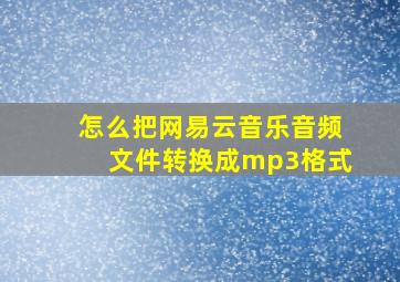 怎么把网易云音乐音频文件转换成mp3格式