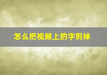 怎么把视频上的字剪掉