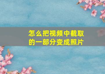 怎么把视频中截取的一部分变成照片