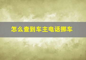 怎么查到车主电话挪车