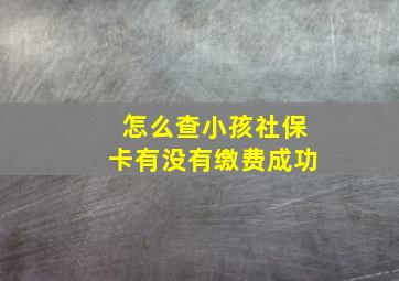 怎么查小孩社保卡有没有缴费成功