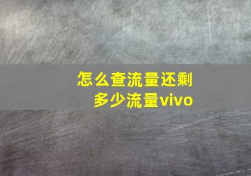 怎么查流量还剩多少流量vivo