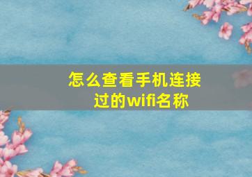 怎么查看手机连接过的wifi名称