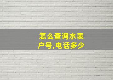 怎么查询水表户号,电话多少