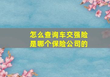 怎么查询车交强险是哪个保险公司的