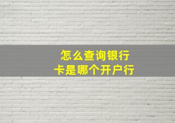 怎么查询银行卡是哪个开户行