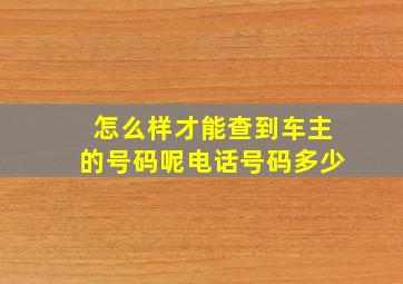 怎么样才能查到车主的号码呢电话号码多少