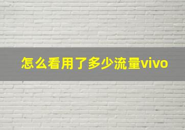 怎么看用了多少流量vivo