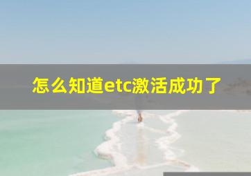 怎么知道etc激活成功了