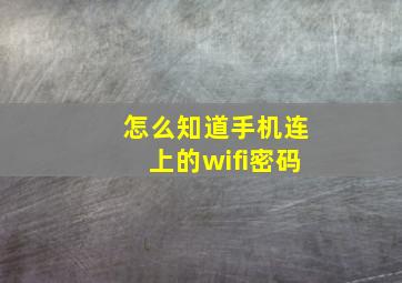 怎么知道手机连上的wifi密码