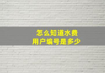 怎么知道水费用户编号是多少