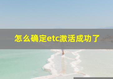 怎么确定etc激活成功了