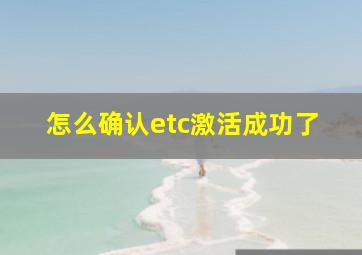 怎么确认etc激活成功了