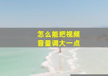 怎么能把视频音量调大一点