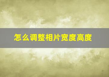 怎么调整相片宽度高度