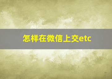 怎样在微信上交etc