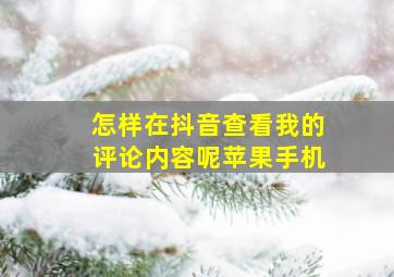 怎样在抖音查看我的评论内容呢苹果手机