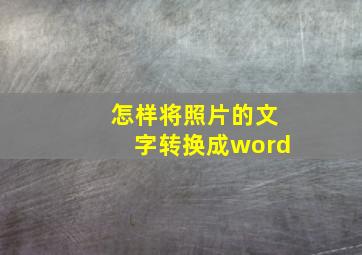 怎样将照片的文字转换成word