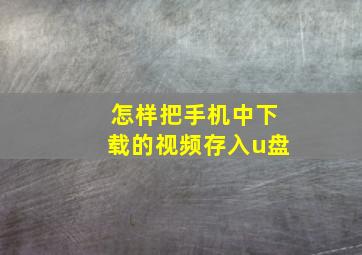 怎样把手机中下载的视频存入u盘