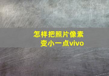 怎样把照片像素变小一点vivo