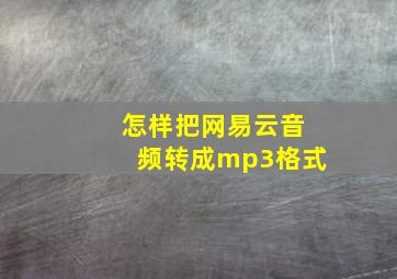 怎样把网易云音频转成mp3格式