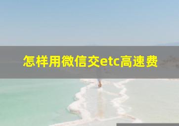 怎样用微信交etc高速费