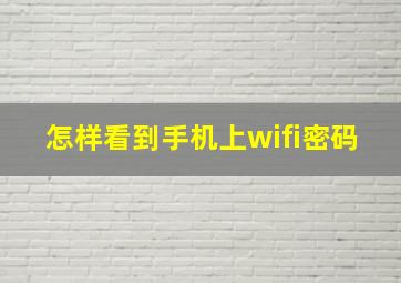 怎样看到手机上wifi密码