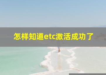 怎样知道etc激活成功了