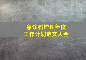 急诊科护理年度工作计划范文大全