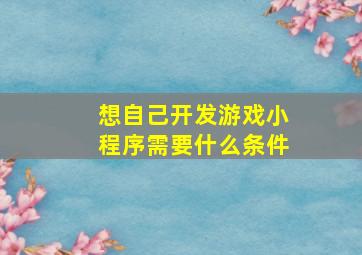 想自己开发游戏小程序需要什么条件