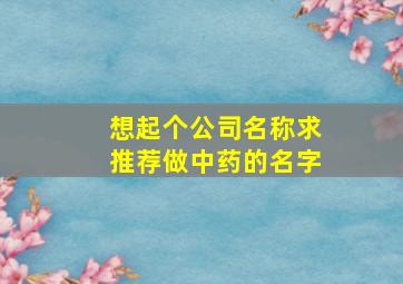 想起个公司名称求推荐做中药的名字