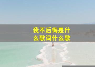 我不后悔是什么歌词什么歌