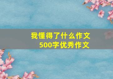 我懂得了什么作文500字优秀作文