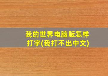 我的世界电脑版怎样打字(我打不出中文)