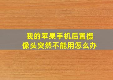 我的苹果手机后置摄像头突然不能用怎么办