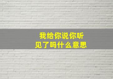 我给你说你听见了吗什么意思