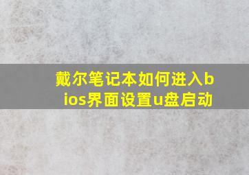 戴尔笔记本如何进入bios界面设置u盘启动