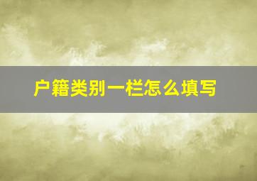 户籍类别一栏怎么填写