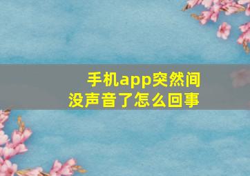 手机app突然间没声音了怎么回事