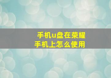 手机u盘在荣耀手机上怎么使用