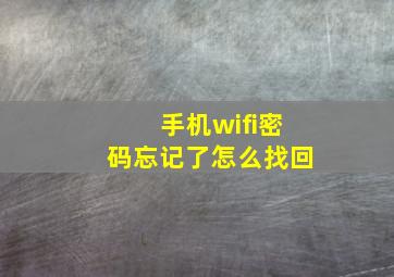 手机wifi密码忘记了怎么找回