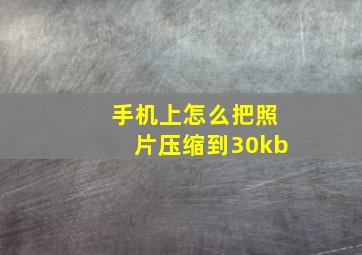 手机上怎么把照片压缩到30kb