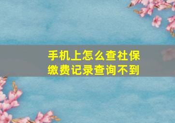 手机上怎么查社保缴费记录查询不到